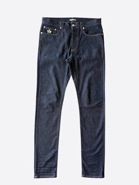 Dior Kaws Dark Blue Embroidered Bee Slim Jeans